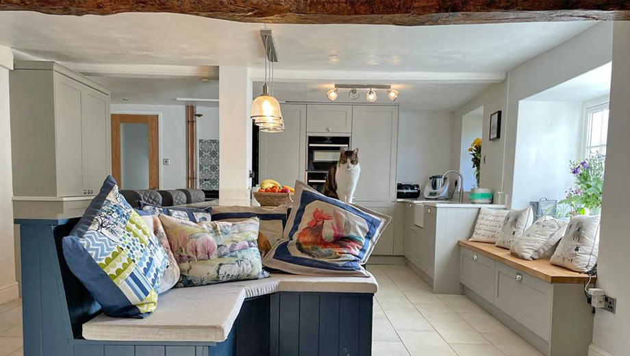 Kitchen remodel in Barnstaple featuring large kitchen island