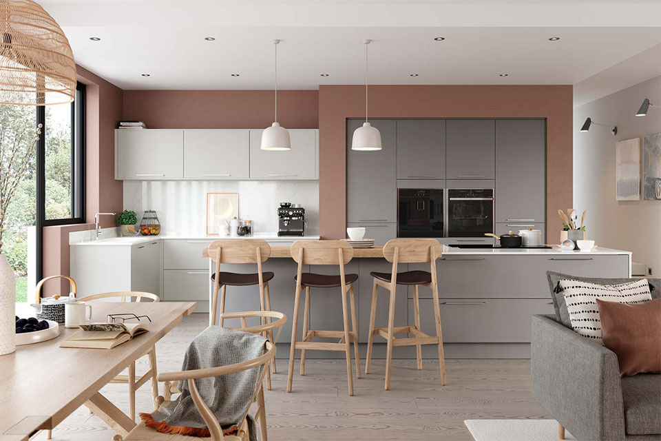 Modern kitchen in Dust Grey and Light Grey Sutton style