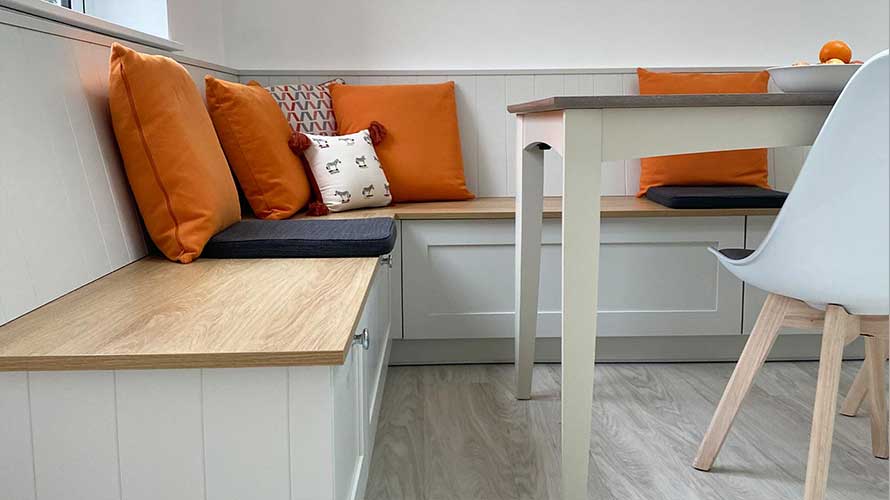 Shaker kitchen bench seating with storage
