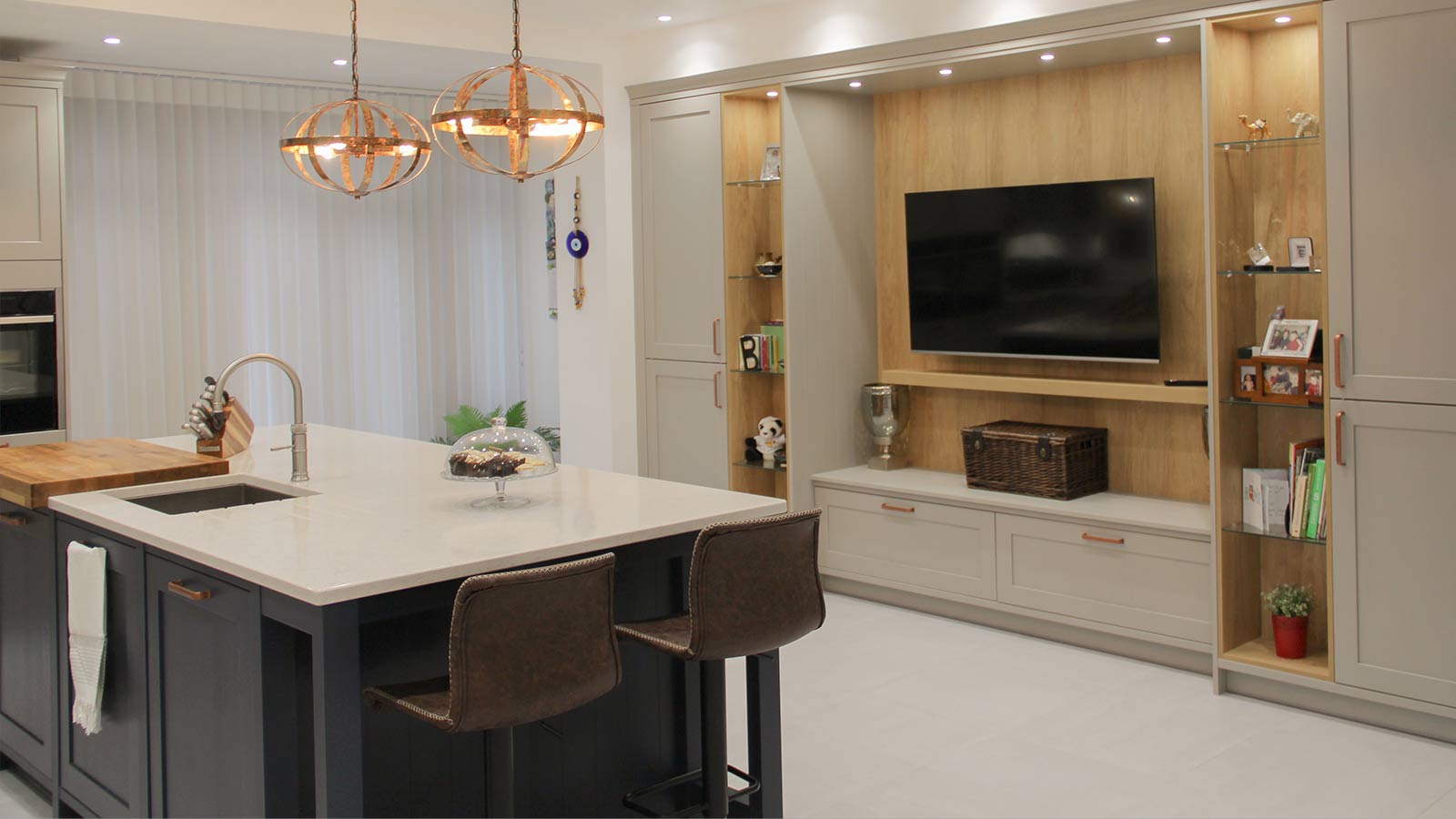 Entertainment centre design ideas for open plan homes Kitchen