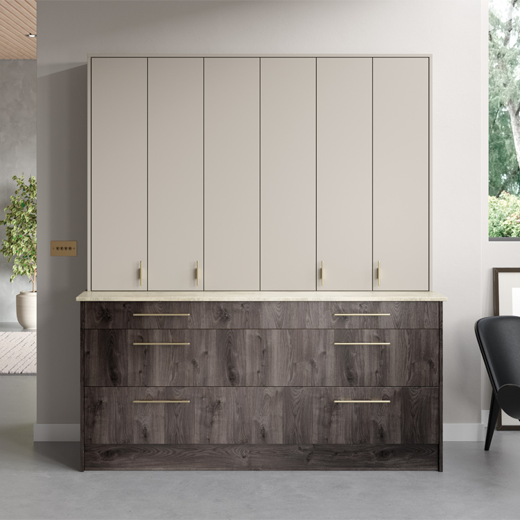 Bar dresser with close bi-fold doors