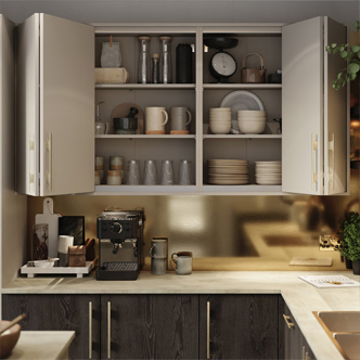 Kitchen cupboard wingline doors