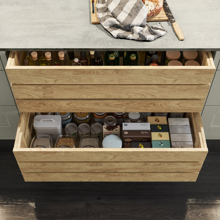 Crate drawers for classic kitchen