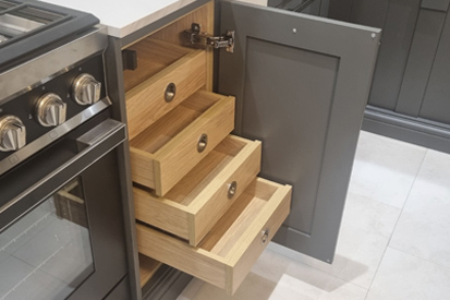 Internal drawers for a kitchen cabinet