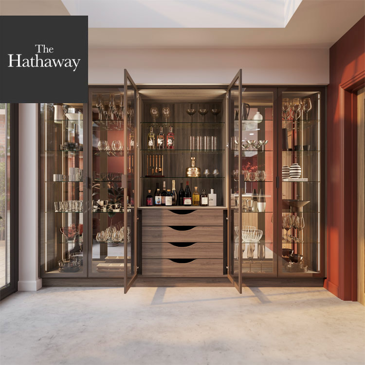 Kitchen pantry with glass doors