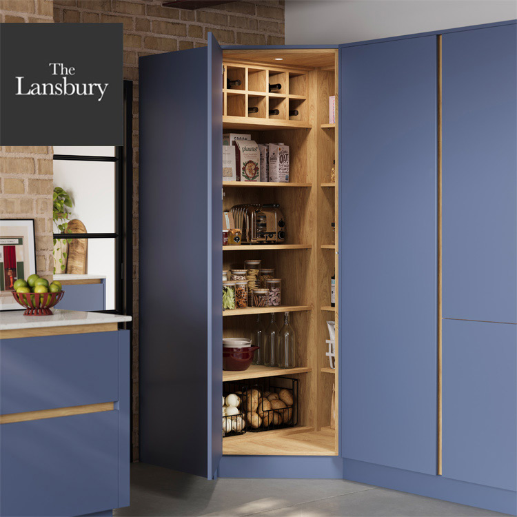 Kitchen corner pantry in a modern handleless kitchen style
