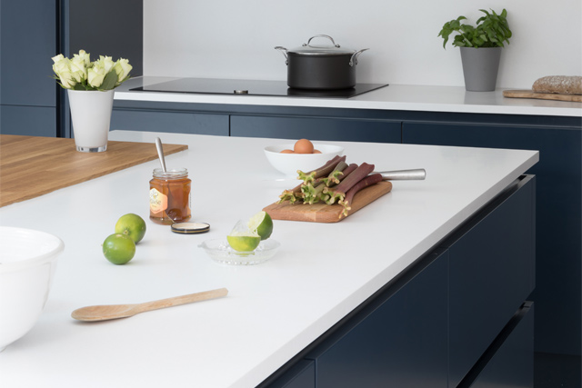 Linea extra wide kitchen cupboards in blue