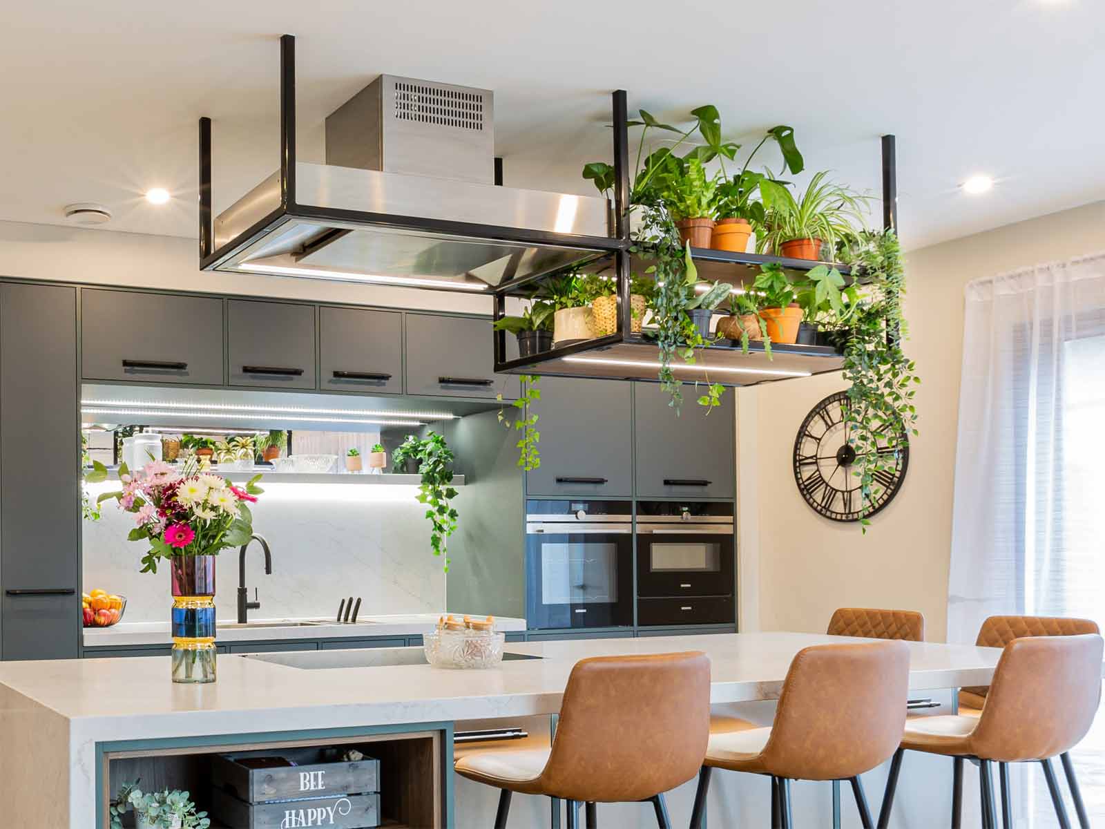 Biophilic office design applied to a kitchen with the best indoor house plants