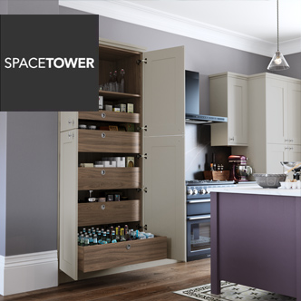 Tall kitchen larder with internal drawers