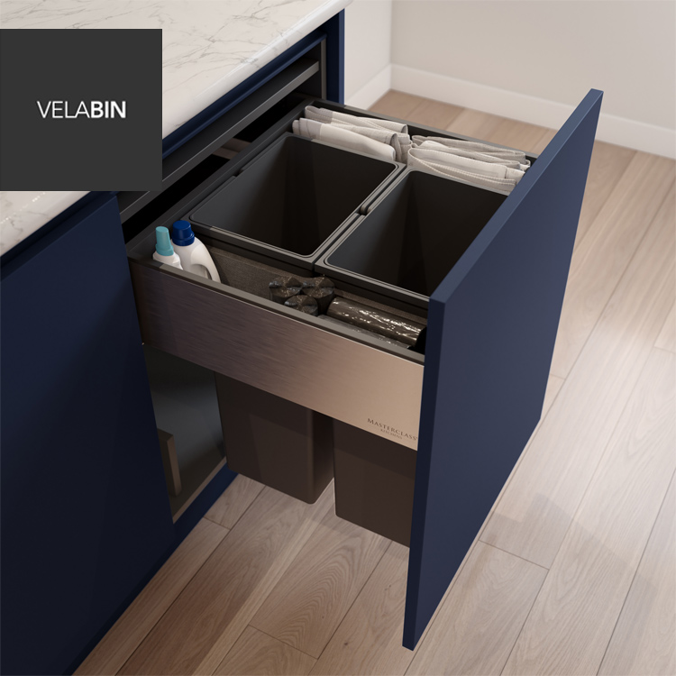 Fitted kitchen bin under countertop