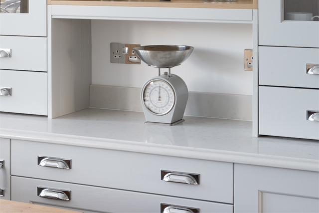 Kitchen drawers with cup handles