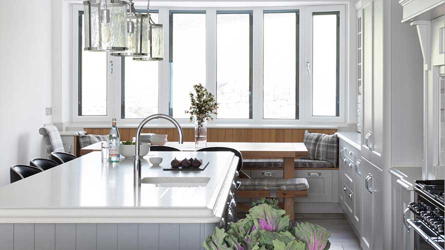 Bench seating in a traditional kitchen