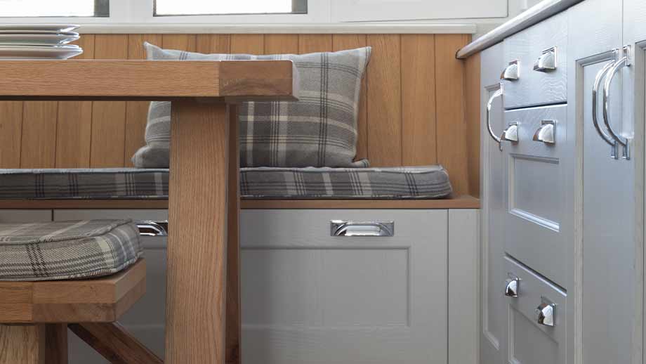Bench seating with storage in a classic kitchen