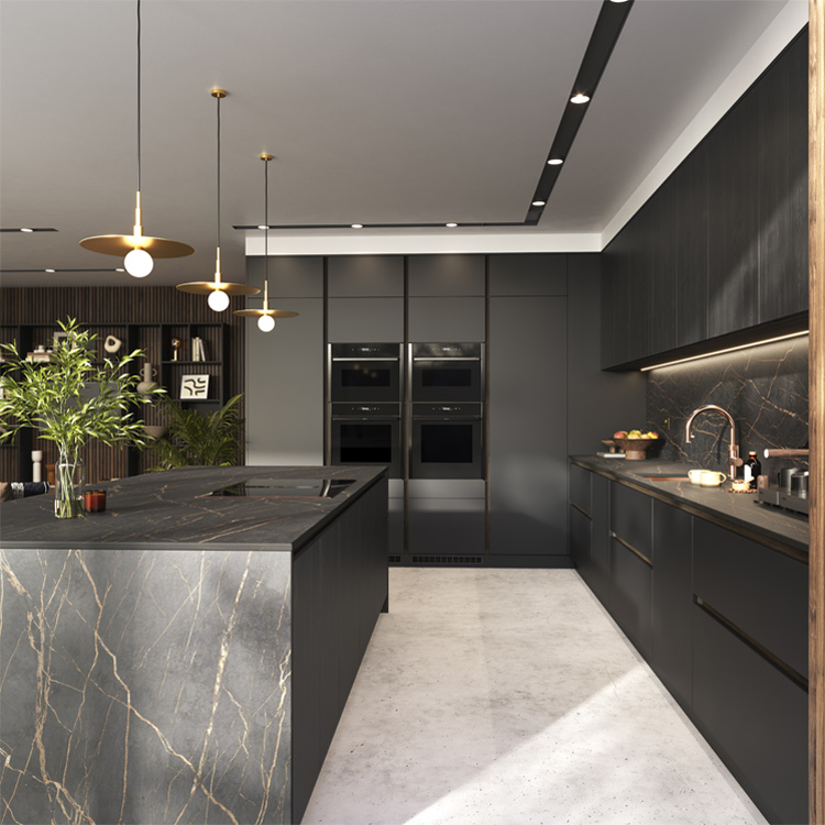 Black and wood kitchen ideas shown in a black wood kitchen with dark cabinet wood