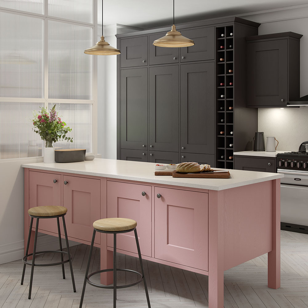 Solva freestanding island in Vintage Rose.