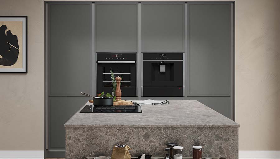 Grey handleless shaker kitchen