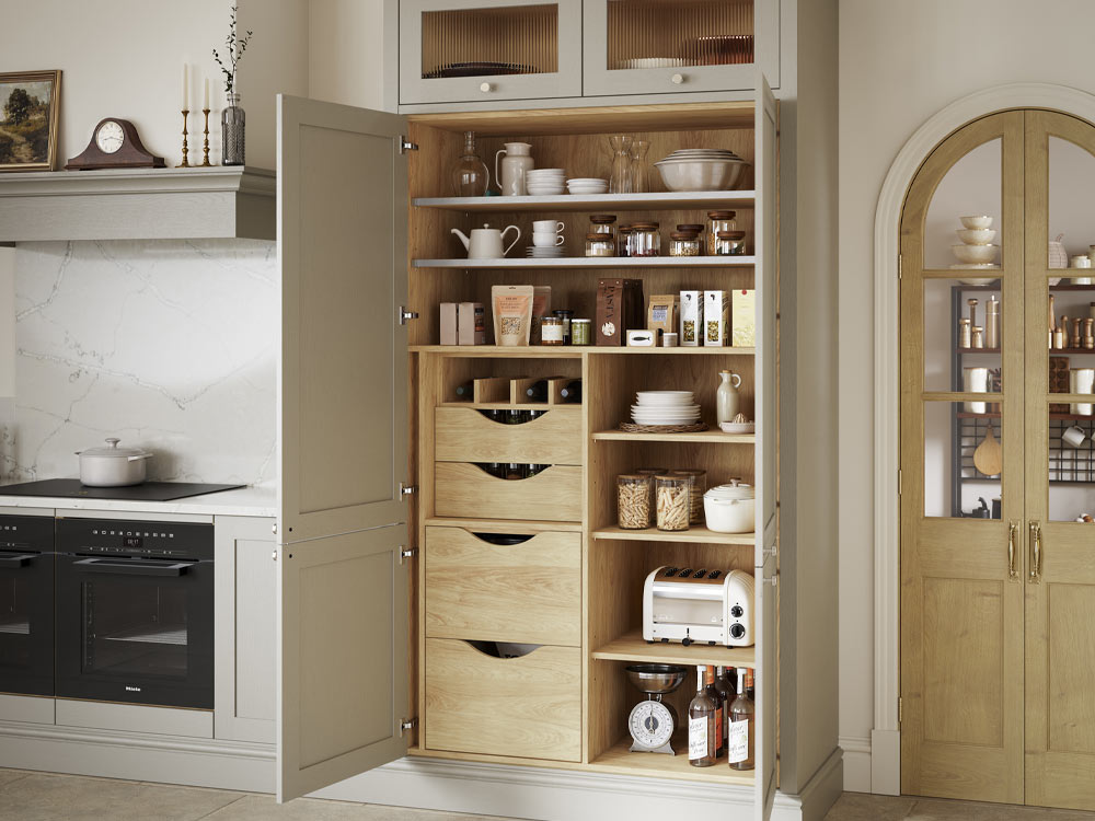 Large Hardwick Portland Oak kitchen pantry