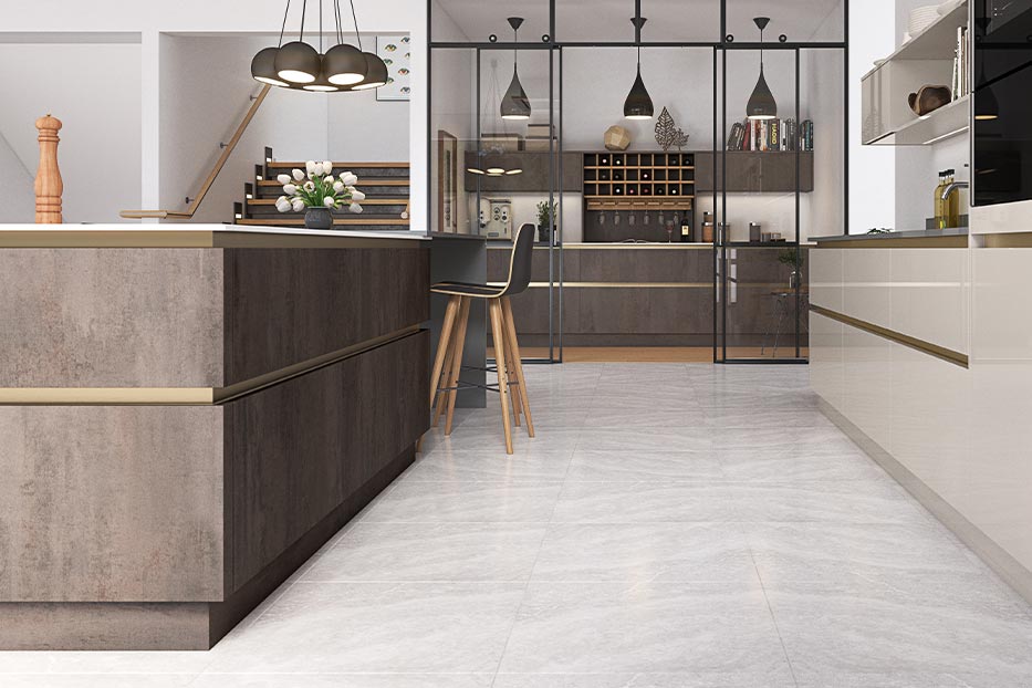 Madoc handleless kitchen in Urban Suede