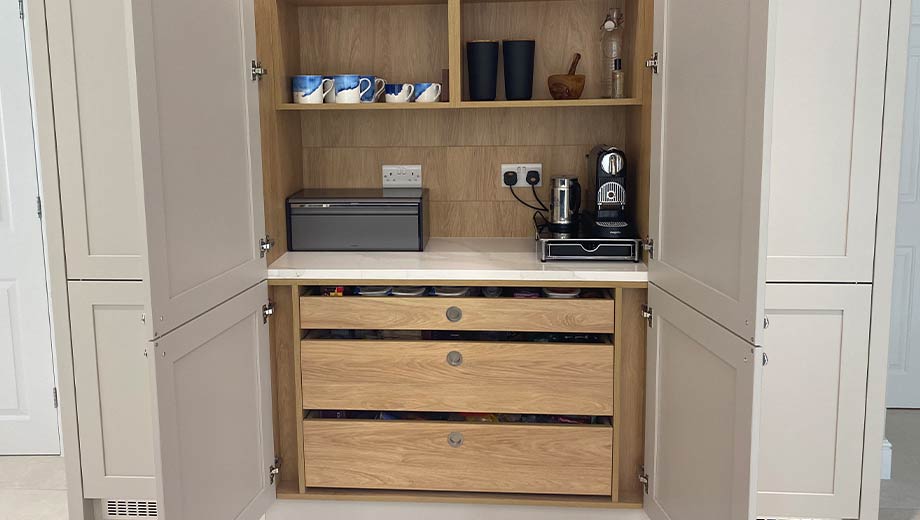 Shaker style kitchen with internal coffee station