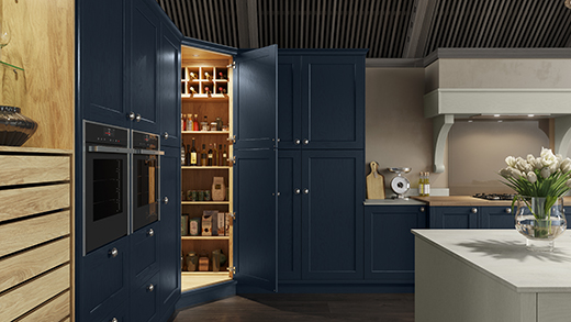 L shaped kitchen storage