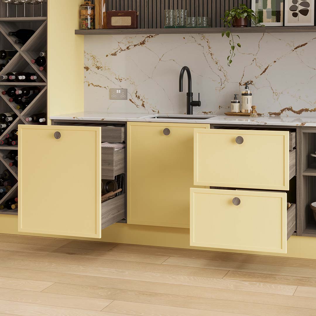 Our kitchen drawers in Tuscan Walnut