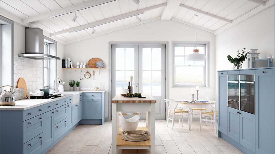 Calming blue shaker kitchen