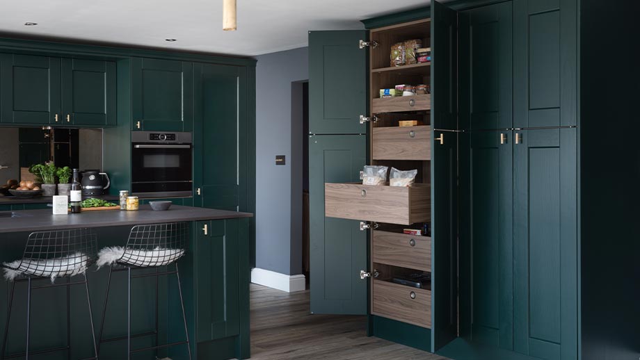 Larder kitchen cabinet in a beautiful shaker kitchen