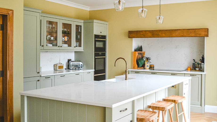 Traditional light green kitchen in Northampton