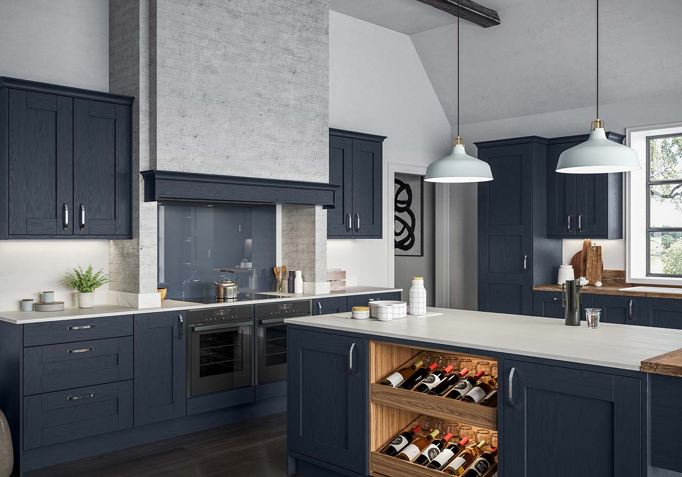Navy Blue Kitchen Cabinets - Old Windsor Kitchen Herringbone Kitchens