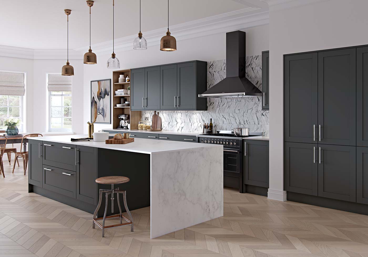 dark grey kitchen wall