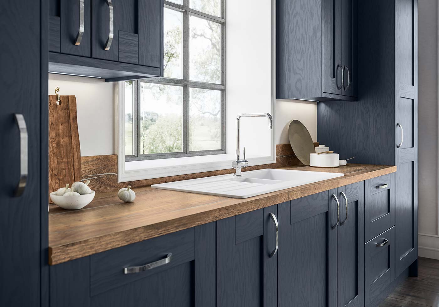 Wimbourne dark blue shaker kitchen
