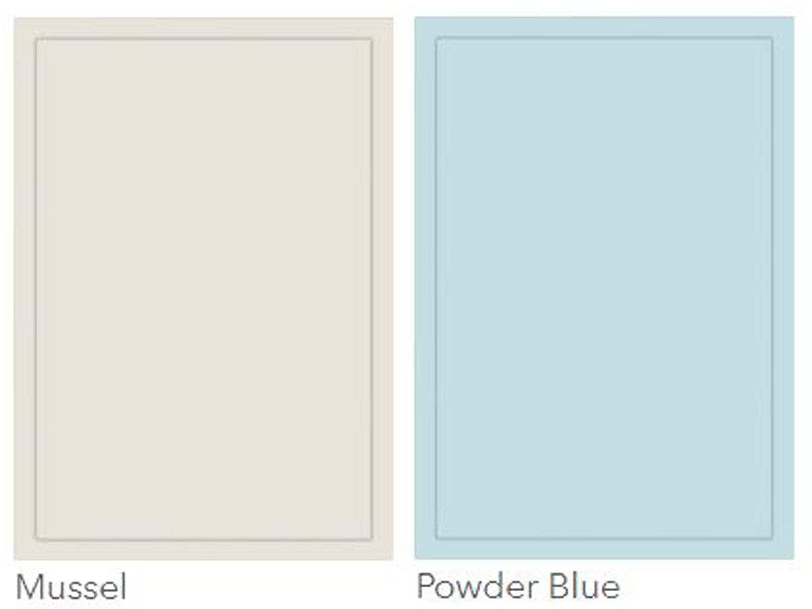 Cream and blue kitchen cabinet door colours