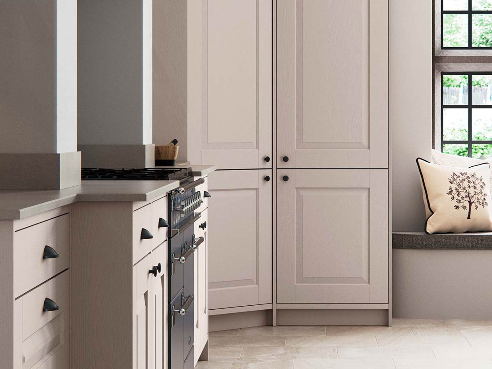 A corner pantry for kitchens characterised by a classic kitchen design