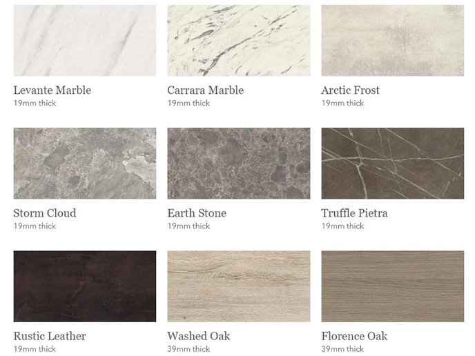 Kitchen worktops with granite, wood and stone countertop finishes