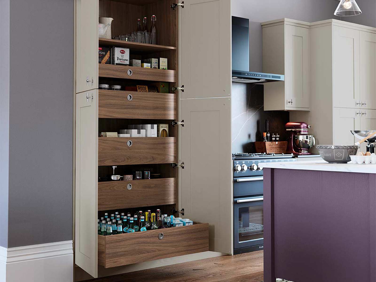The larder kitchen unit storage pull-out option with internal drawers