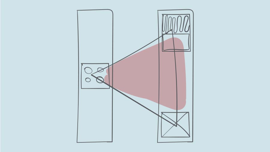 Working triangle diagram for a galley kitchen