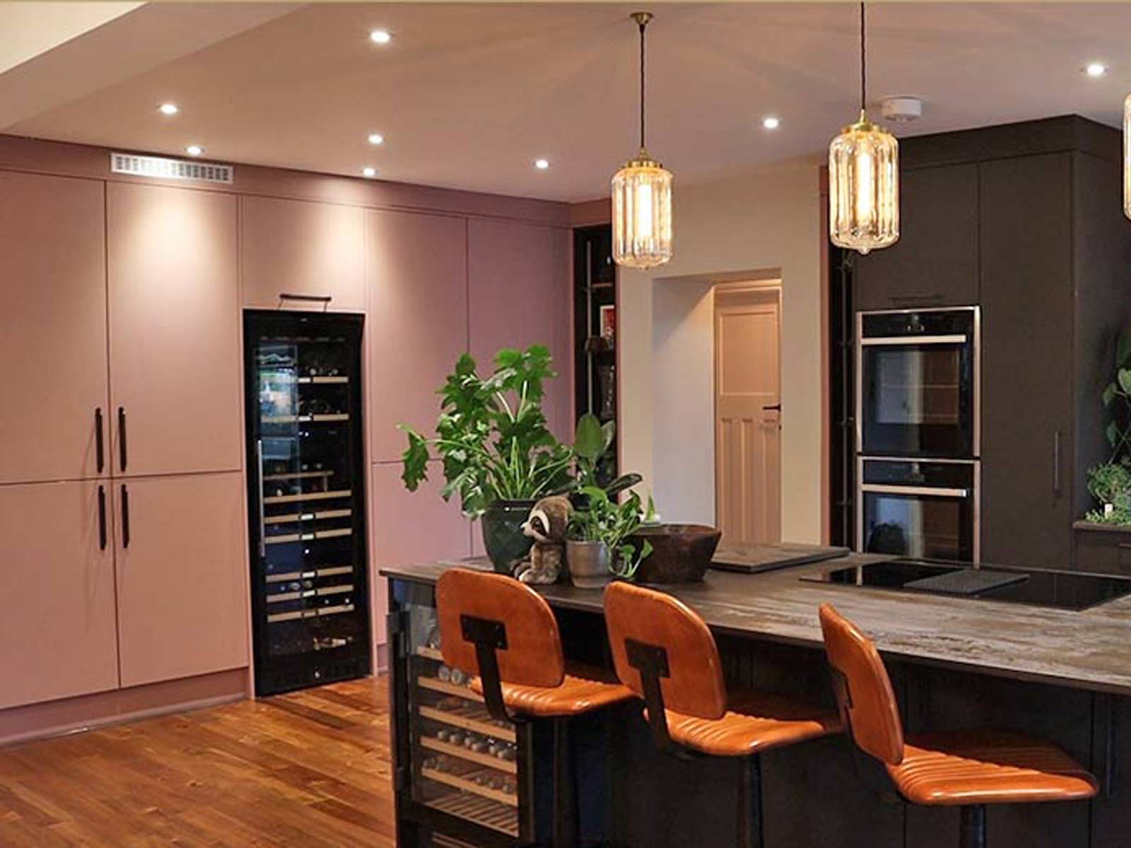 Colourful kitchen with modern island