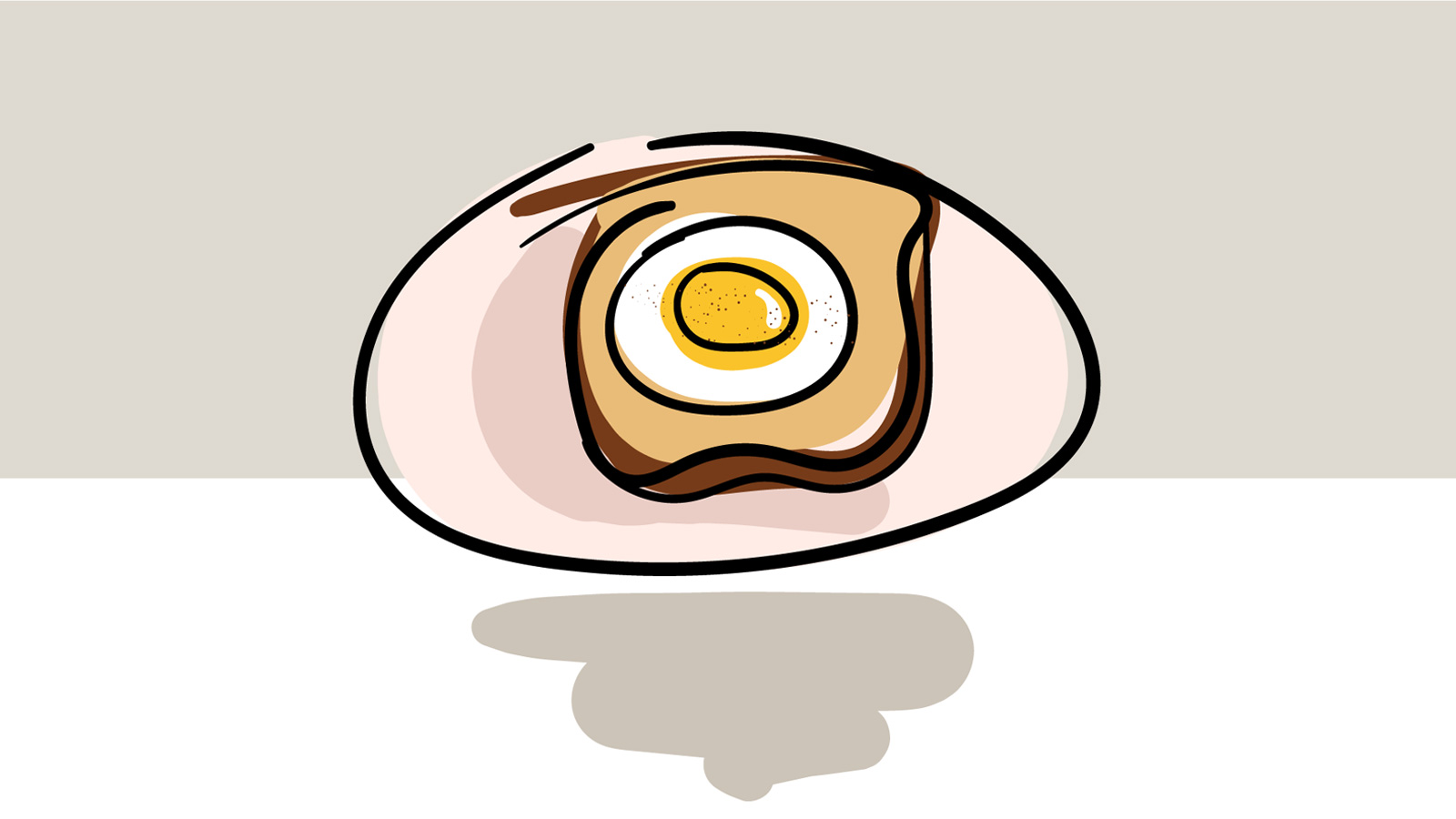 A cartoon depiction of an air fryer egg on wholemeal toast