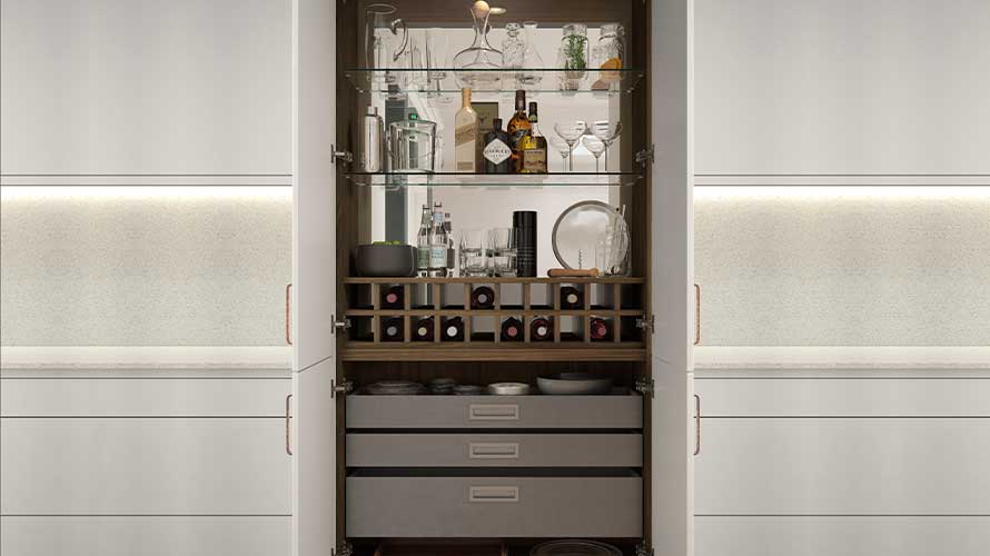 Drinks cabinet in a modern kitchen