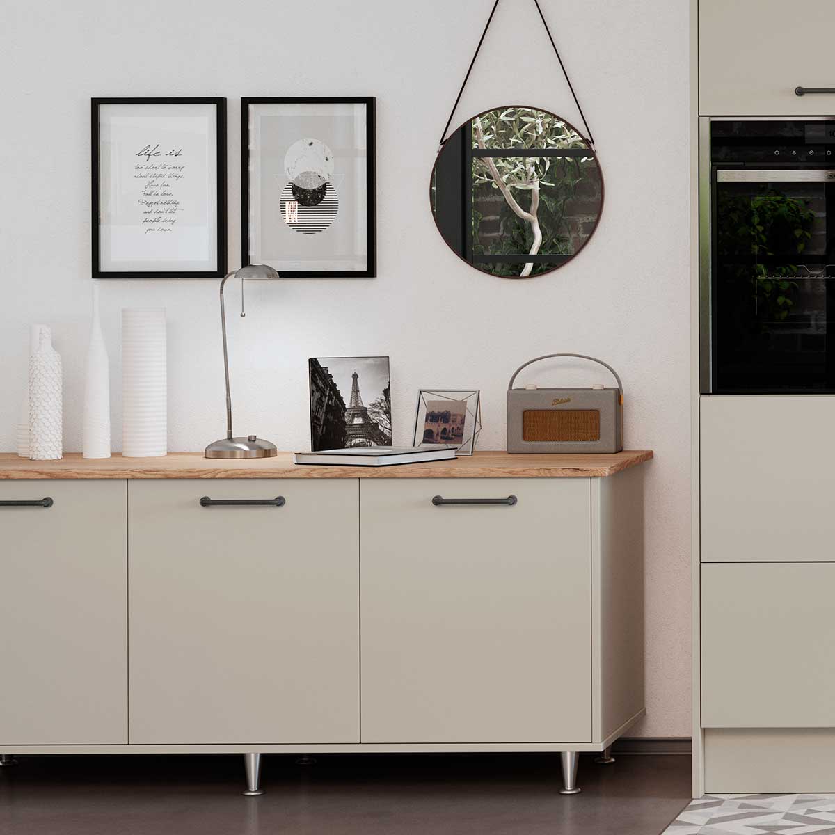 Freestanding sideboard in Sutton Highland Stone.