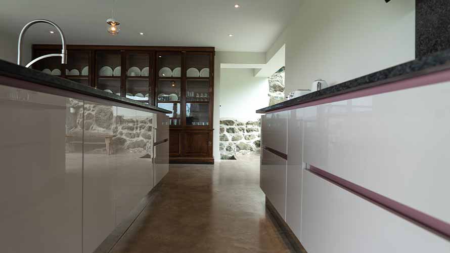 Modern kitchen drawers in a modern farmhouse kitchen