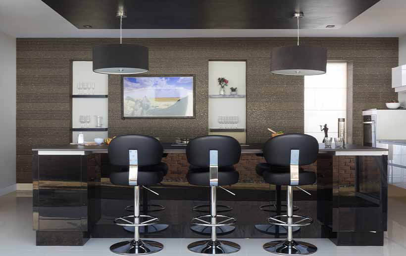 Large kitchen island in a modern kitchen