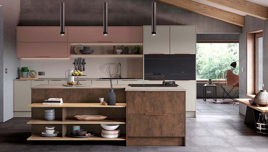 Two tone modern warm kitchen