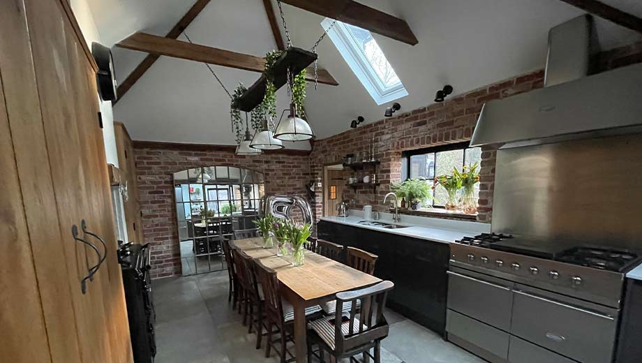 Natural kitchen with modern kitchen cabinet