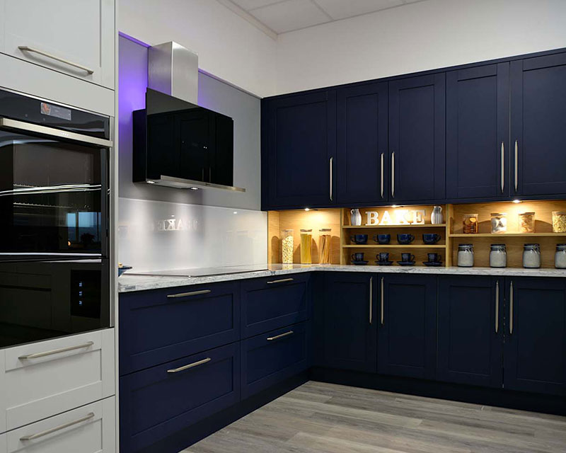 Now Kitchens Cornwall Showroom - Blue Shaker Kitchen