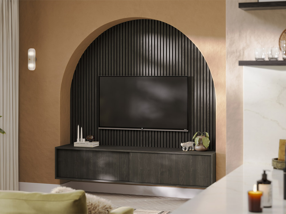 Oslo Espresso media unit below a TV