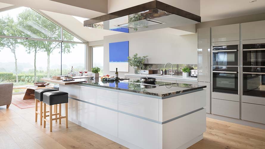 Kitchen island in an open plan space