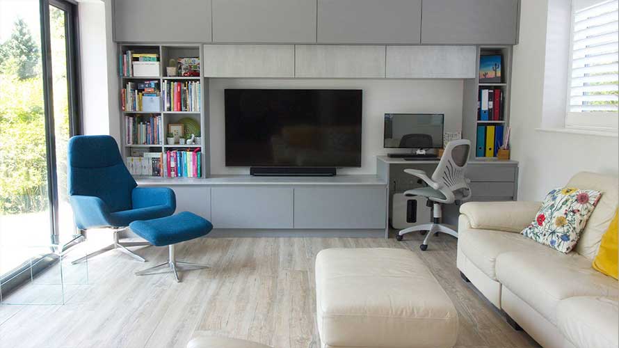A multifunctional entertainment area in a modern open plan space