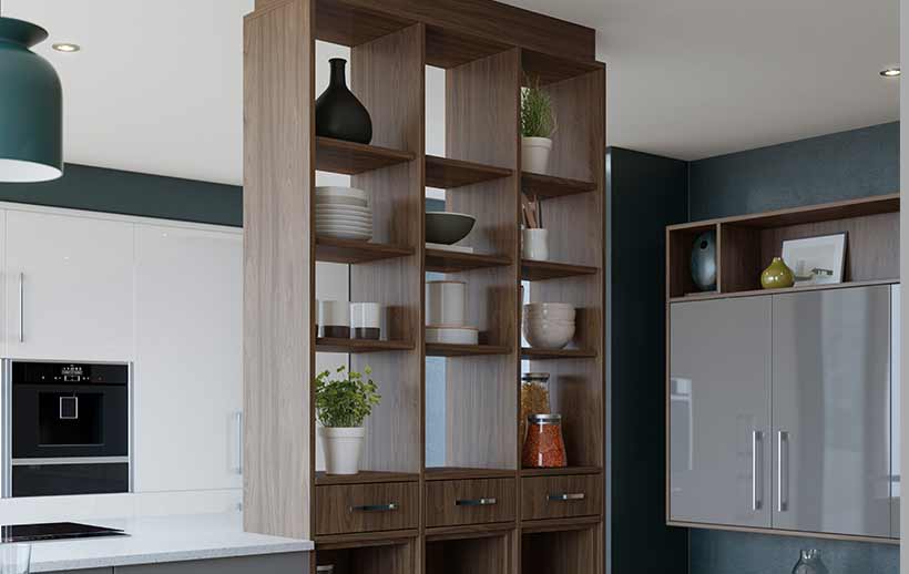 Room divider open shelving 