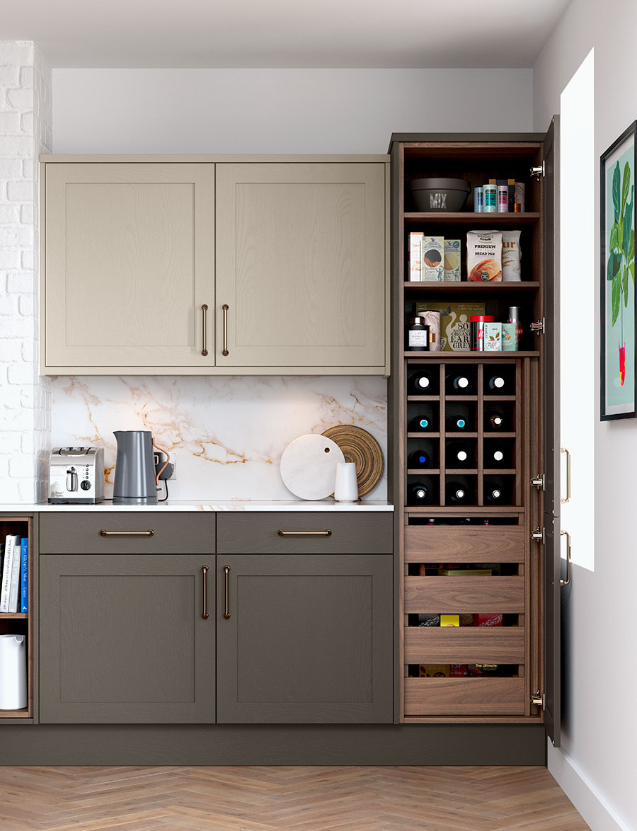 The Hathaway Kitchen Pantry in Tuscan Walnut